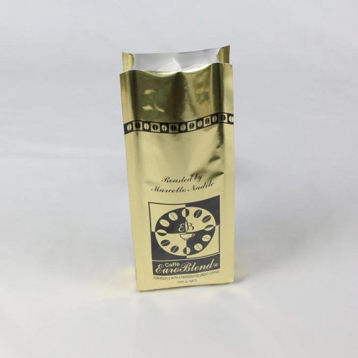 250g Τρεις πλευρές σφράγιση προσαρμοσμένη εκτύπωση φύλλο αλουμινίου τσάντα καφέ