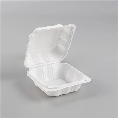 Κουτιά φαγητού 5x5" Λευκού χρώματος MFPP Clamshell δοχεία με αρθρώσεις