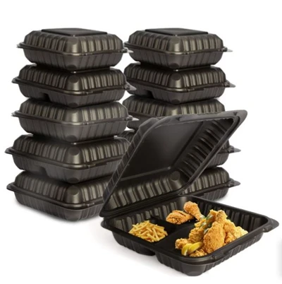 Black 3 Compartment Food Box
